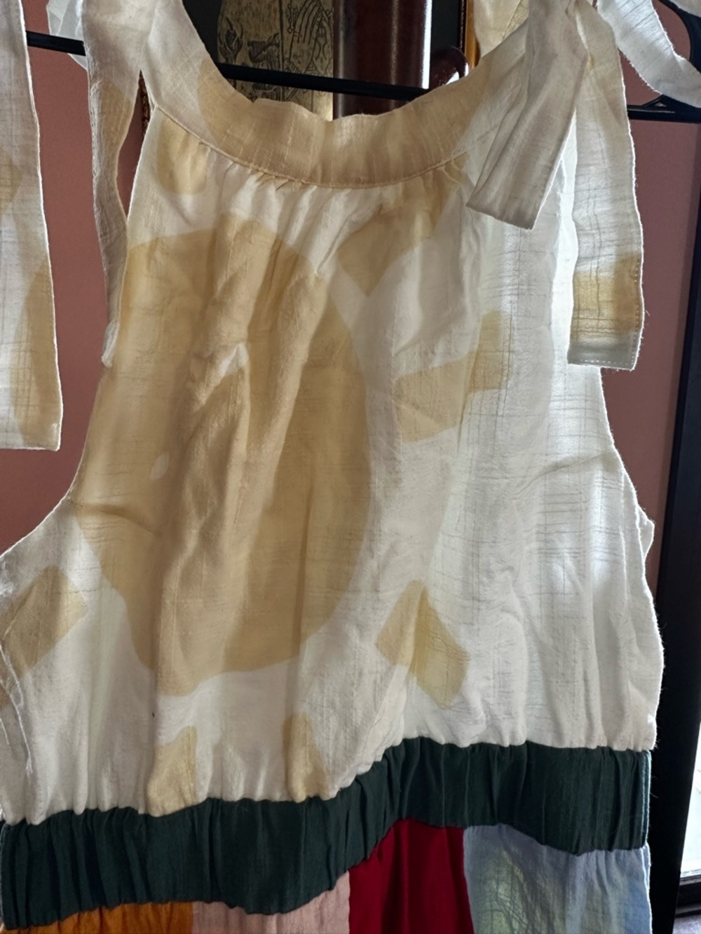 Frank & Oak Multicolor Tie-Shoulder Maxi Dress - Cream, Orange, Pink, Red, Blue - Picture 4 of 8